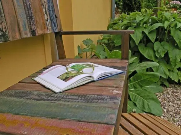 book on garden bench