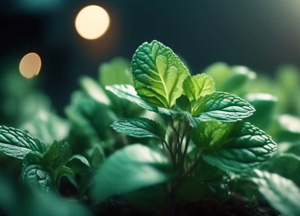 A mint plant growing.