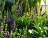 A vibrant herb garden with rosemary, lavender, aloe vera, and garlic, symbolizing remembrance, calm, protection, and healing.